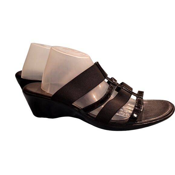 NEW Black Stretch Patent Gladiator 2" Heels – Open Toe Slip-On Sandals, Size 8 - Picture 3 of 6